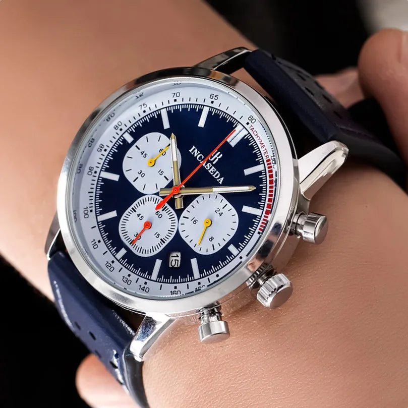 INCASEDA chronograph 42mm multifunctional quartz movement men's luxury series ultra bright luminous fashionable quartz watch