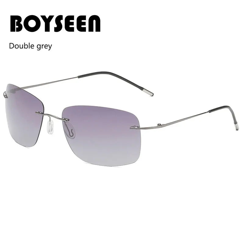 Titanium Frameless Polarized Sunglasses Driver Driving Night Vision Goggle Folding Ultra Light Color Film Titanium SunglassUV400
