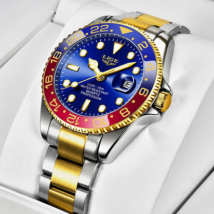 LIGE Fashion Business Watch Men 3ATM Waterproof Luminous Wristwatch Men Clock Top Brand Luxury Sports Quartz Diving Chronograph