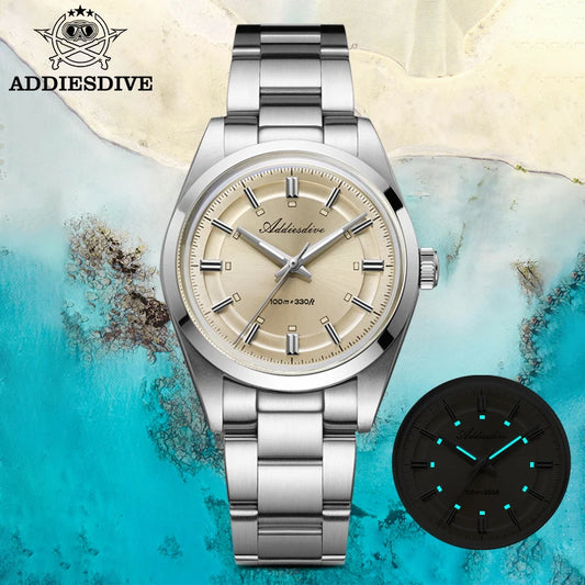 ADDIESDIVE 2026 New Luxury Men Analog Watch VH31 Bubble Glass Quartz Watch 10Bar BGW9 Luminous Steel Personalized Watch AD2515