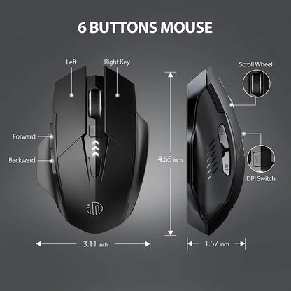 INPHIC F1 2.4G Wireless Mouse, Ergonomic Rechargeable Wireless Mouse with Power Display, Silent 2400 DPI USB Wireless Mouse for Laptop, Desktop & Office