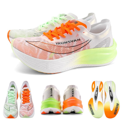 IRUNSVAN Scarpe da running professionali per maratona con piastra in carbonio e nylon, leggere e ammortizzate, sneakers outdoor da allenamento per uomo e donna