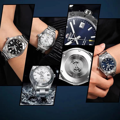 Original Orient Automatic Mechanical Watch 200M Water Resistant Unidirectional Bezel Black Dial Men's Sport Diver Watch