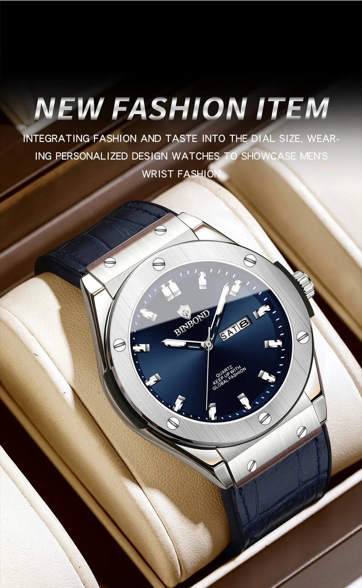 Man New Casual Business Leather Clock Men Luxury Watch Automatic Watches Mens Top Fashion Quartz Wristwatches Relojes De Hombre