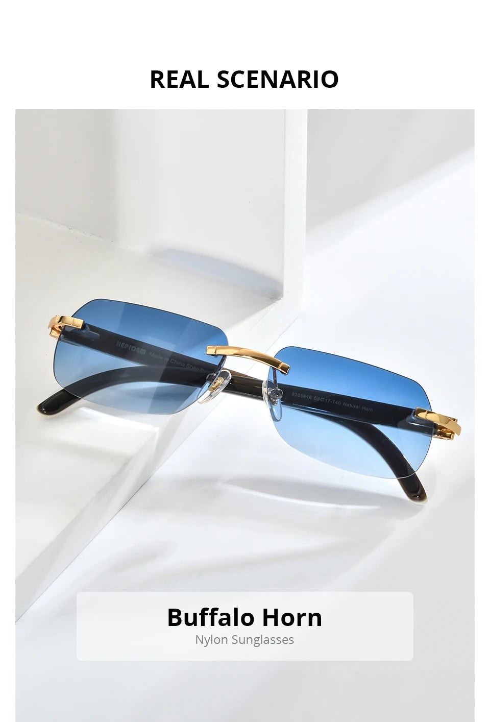 HEPIDEM Buffalo Horn Glasses Men Famous Brand Design Rimless Sunglasses Women Luxury Eyewear Horn-Rim Frameless Buffs Eyeglasses