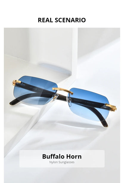 HEPIDEM Buffalo Horn Glasses Men Famous Brand Design Rimless Sunglasses Women Luxury Eyewear Horn-Rim Frameless Buffs Eyeglasses