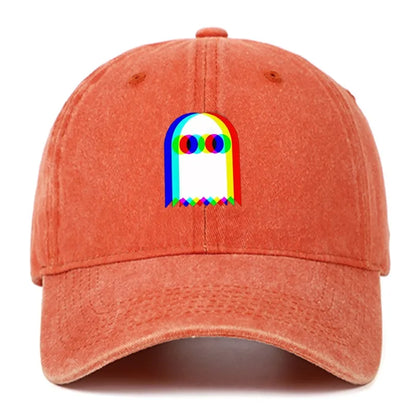 Colorful ghost print baseball cap suitable for daily dressing up and Halloween parties, adjustable outdoor sun protection hat