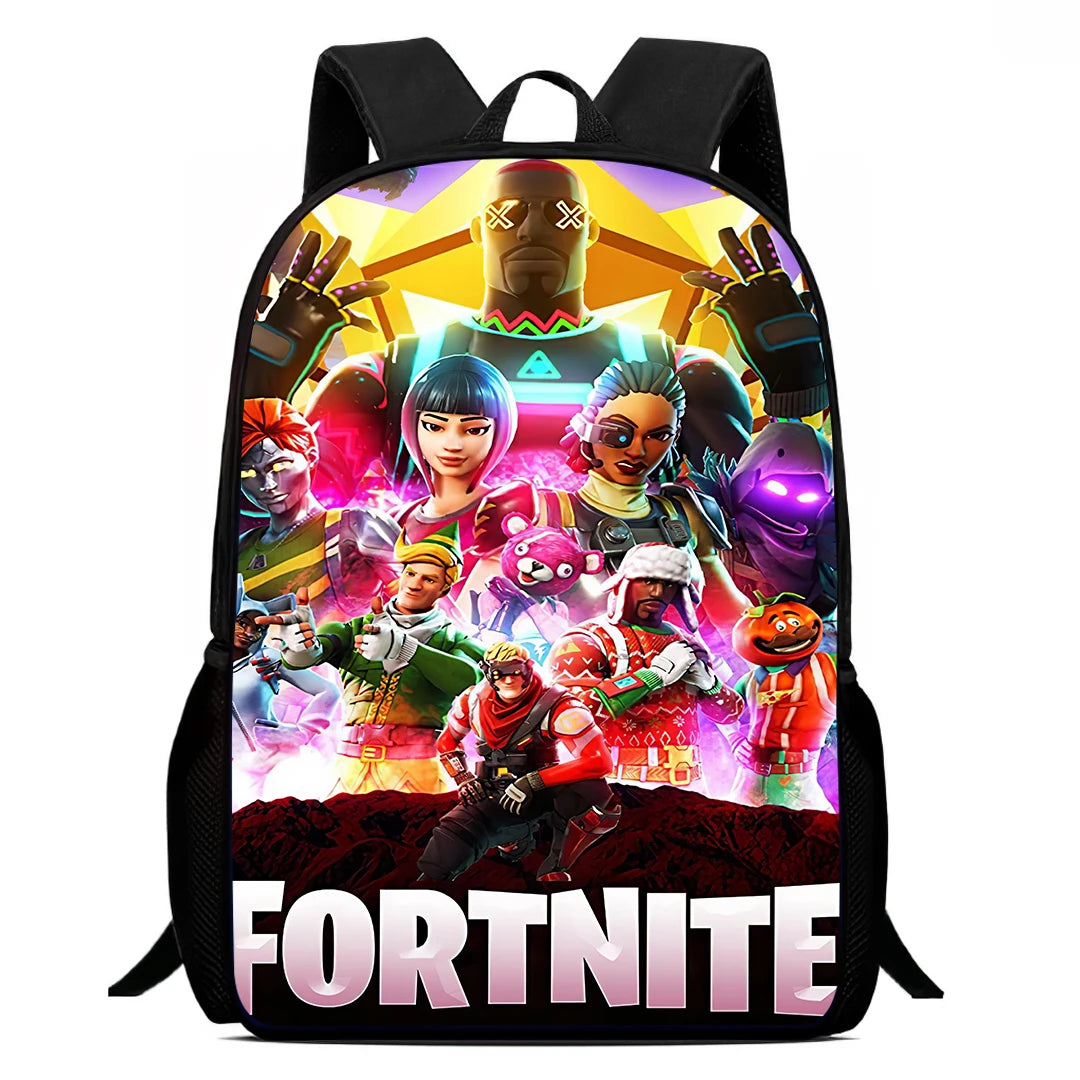 Fortnite 15 tommer tegneserie-skolerygsæk til børn, drenge og piger, cool gaming-print, let og rummelig rygsæk, egnet til alderen 5-8