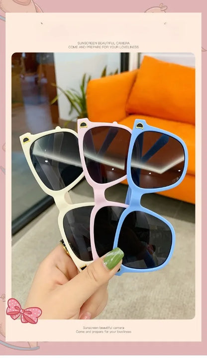 Kids Retro Square Sunglasses for Boys Girls, UV400 Protection Trendy D-Logo Sun Glasses, Fashion Children's Outdoor Eyewear