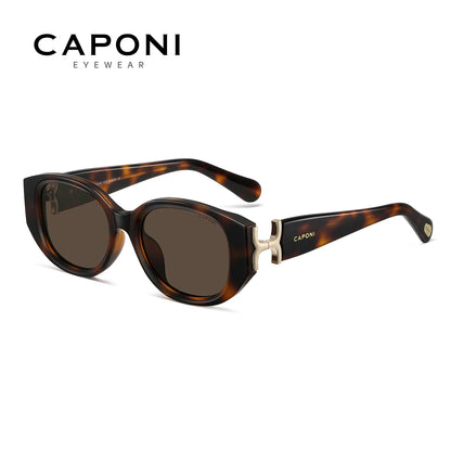 CAPONI New Polarized Women Sunglasses Fshion Luxury Acetate Outdoor Original Design Eyewear UV400 Protection Brown Shade CP36023