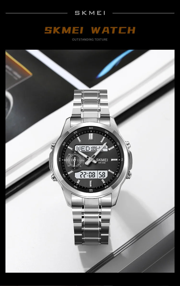 SKMEI 2284 Business Men's Electronic Multifunctional Dual Display Sports Waterproof Luminous Luxury Watch Digital Watch Reloj