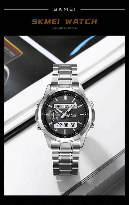 SKMEI 2284 Business Men's Electronic Multifunctional Dual Display Sports Waterproof Luminous Luxury Watch Digital Watch Reloj