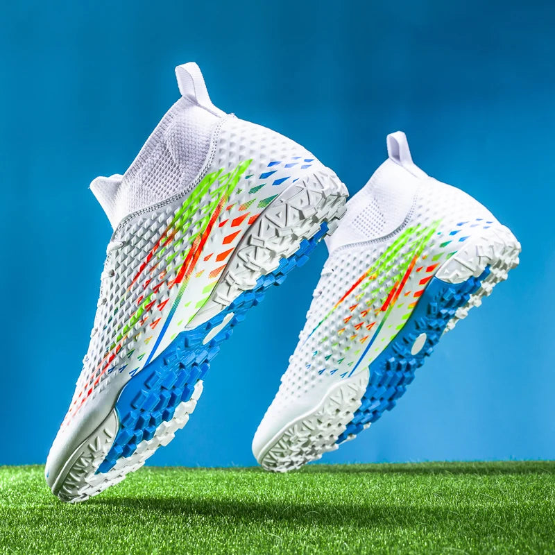 Double Star High-Top Soccer Shoes, Men's TF Turf Studs, Professional Training & Match for Boys, Teens, Kids and Adults