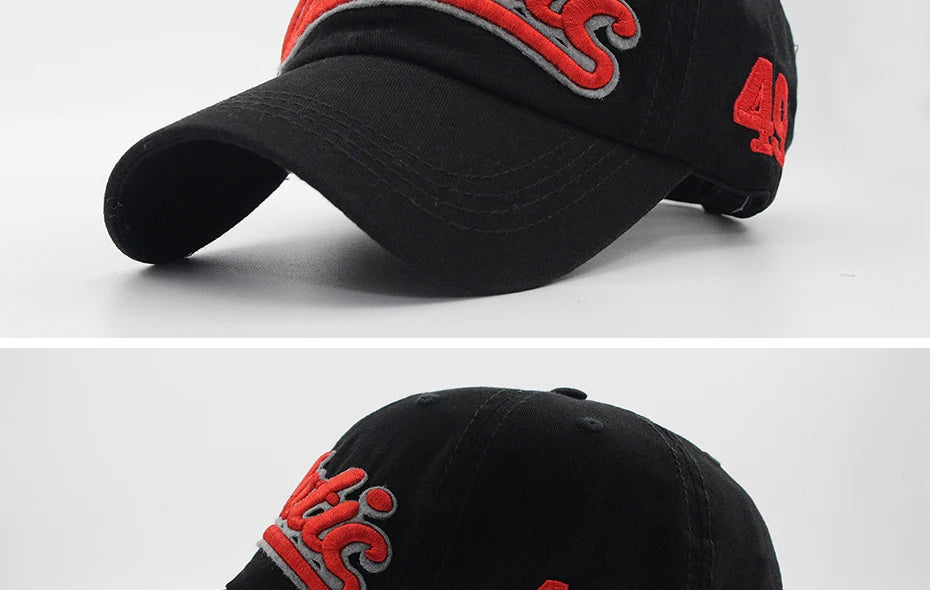Czapka baseballowa z haftem wielkimi literami – męska letnia czapka codzienna, damska modna czapka typu snapback z bawełny, czapka z daszkiem w stylu hip-hopowym, jesienna czapka z regulowanym paskiem