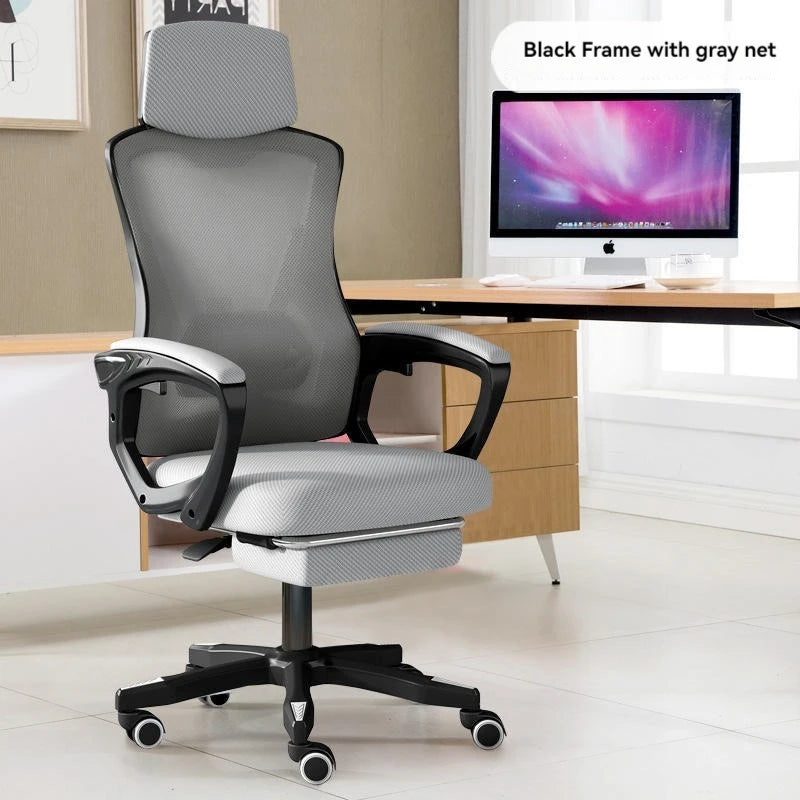 High Density Mesh Office Chair with Footrest, Ergonomic Home Office Chair, Adjustable Executive Swivel Chair with Comfortable Foam Seat