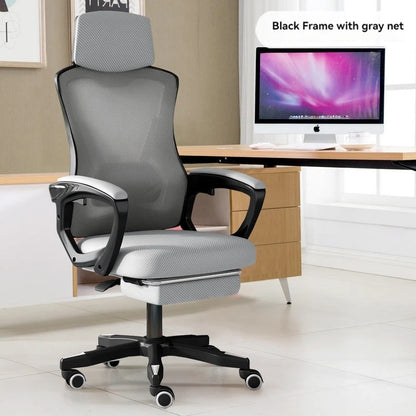 High Density Mesh Office Chair with Footrest, Ergonomic Home Office Chair, Adjustable Executive Swivel Chair with Comfortable Foam Seat