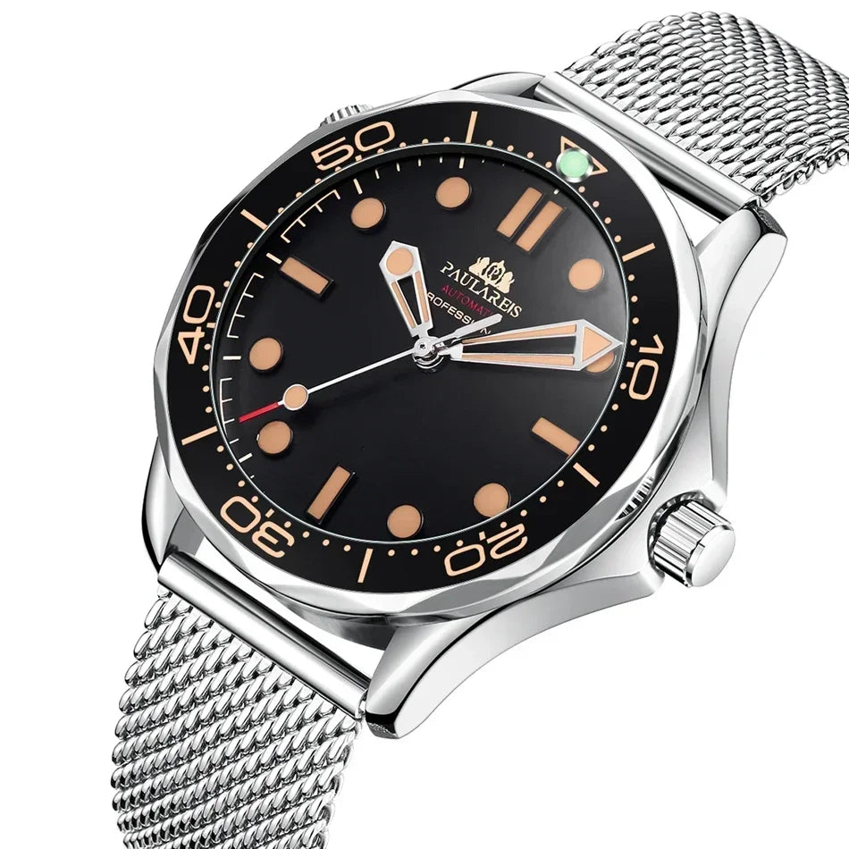 Automatic Watches for Men Mechanical Self Wind Net Stainless Steel Nylon Strap Luxury New Limited Reloj Hombre Baratos