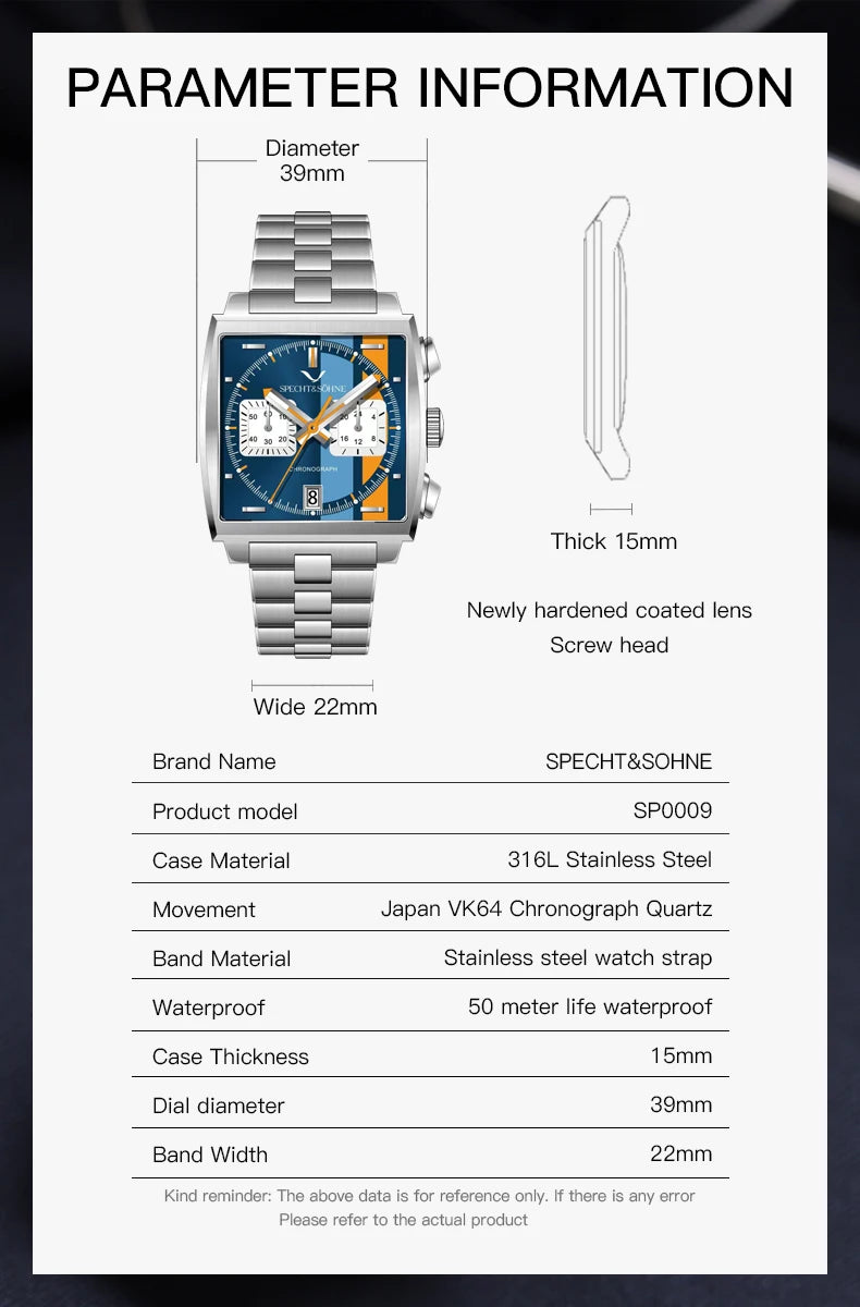 Watches Men 2025 New Hot Watches Luxury Men Quartz Wrist Watch Japan VK64 Chronograph Trendy Sport Waterproof Men's Watch