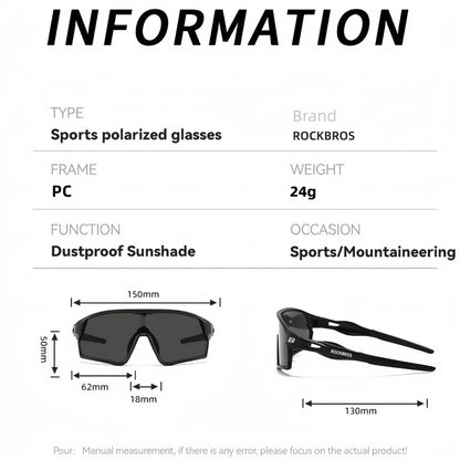 ROCKBROS Cycling Polarized Glasses MTB Road Bike Sunglasses UV400 Bicycle Sun Protection Light Unisex Bike Sports Equipment