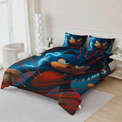 Cute Sonics Boy Bedding Set Digital Cartoon Sonics Duvet Cover Comforter Bed Youth Kids Girl Boys Gift