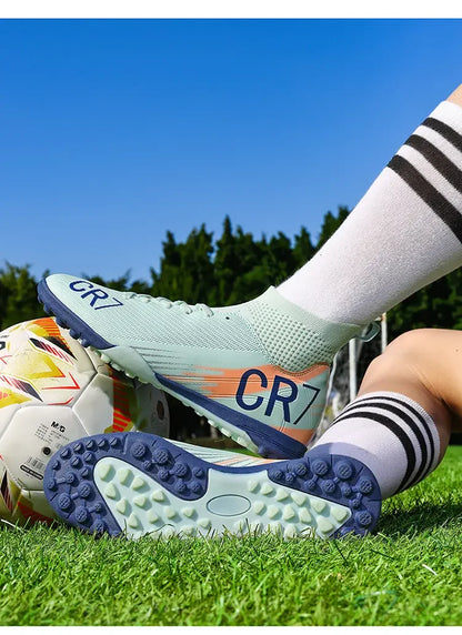 Chaussures de football montantes pour hommes, nouveau design, crampons longs, chaussures de foot d'extérieur