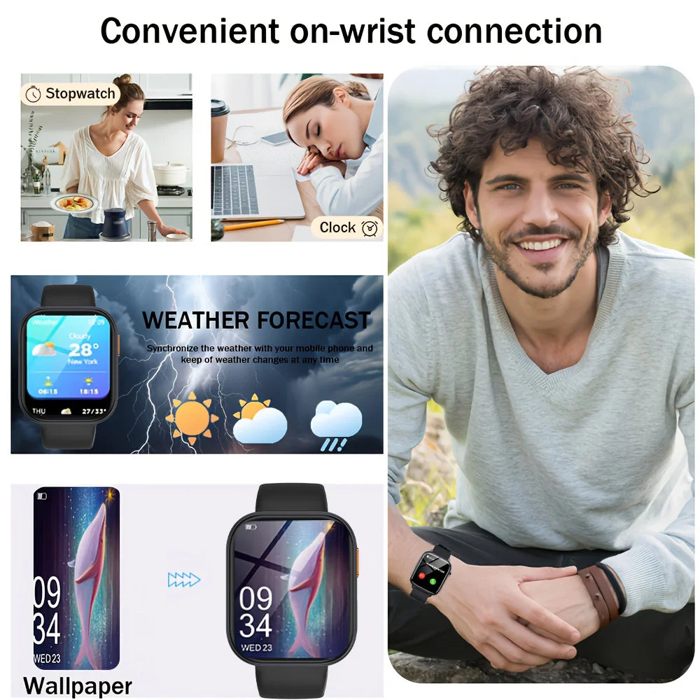 New 1000mAh Battery Smart Watch Women Heart Rate Sleep Monitoring Bluetooth Call IP68 Waterproof Smartwatch Men For Android IOS