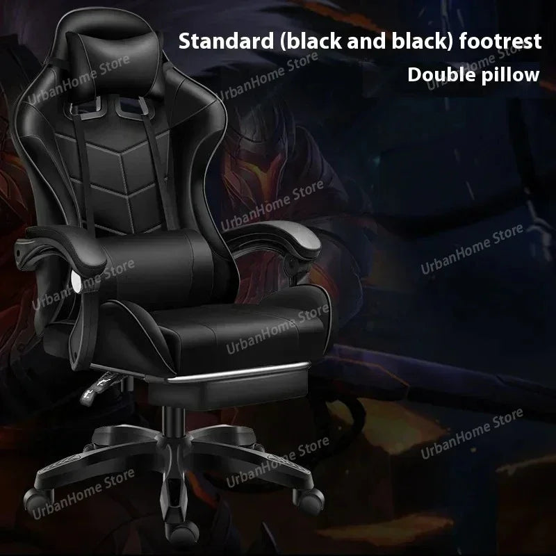 Ergonomic Gaming Chair with Reclining Backrest, Leather Computer Chair, Comfortable Swivel Office Gaming Chair with Adjustable Height & Armrests