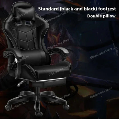 Ergonomic Gaming Chair with Reclining Backrest, Leather Computer Chair, Comfortable Swivel Office Gaming Chair with Adjustable Height & Armrests