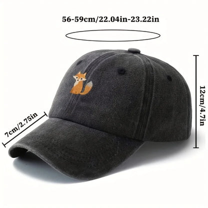Cute fox pattern printed baseball cap for daily casual fashion, versatile city commuting hat, suitable for men and women