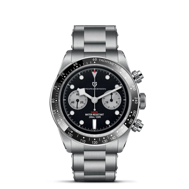 PAGANI DESIGN ‘Panda’ Men’s Watch – Luxury quartz chronograph, water-resistant, sapphire crystal with anti-reflective coating, luminescent sports watch