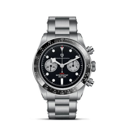 PAGANI DESIGN ‘Panda’ Men’s Watch – Luxury quartz chronograph, water-resistant, sapphire crystal with anti-reflective coating, luminescent sports watch