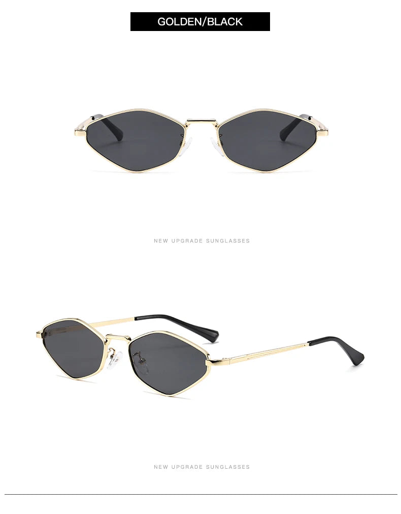 Fashion Female Small Frame Polygon Sunglasses Women Brand Designer Metal Frame Eyeglasses UV400 Protection Shades Oculos