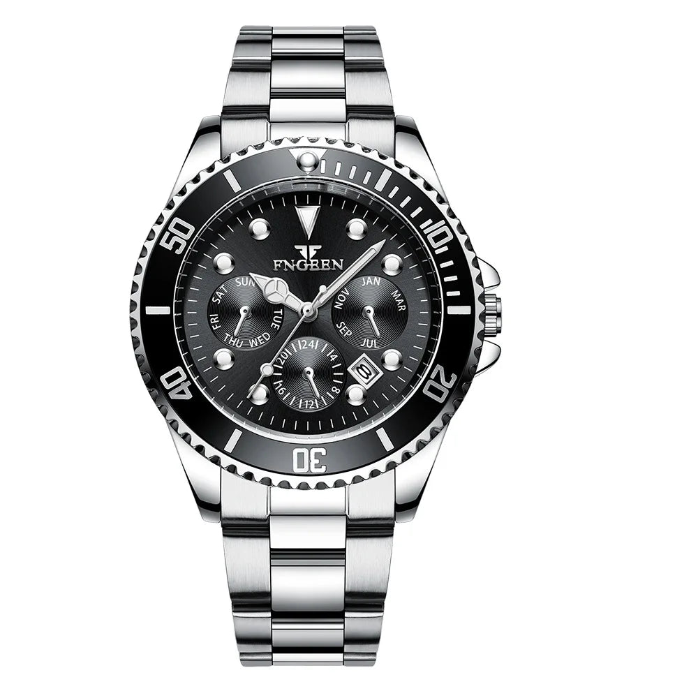 Montre à quartz de luxe pour homme BINBOND, précise, avec date automatique, lumineuse, étanche, idéale pour le sport, les affaires et les loisirs. Résistante et durable.