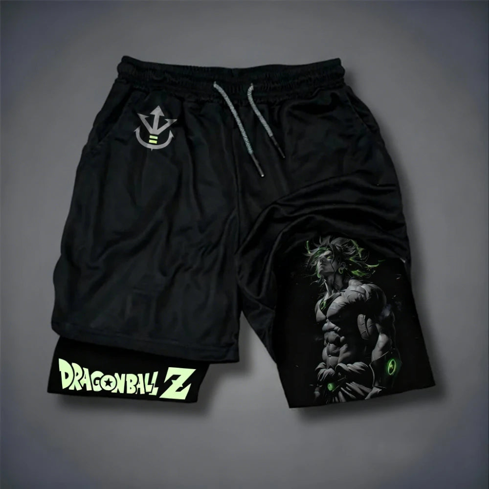 Dragon Ball Son Goku 2026 Men's Quick-Drying Double-Layer Gym Shorts Summer Fitness Sports Y2K Style Fake Two-Piece Pants