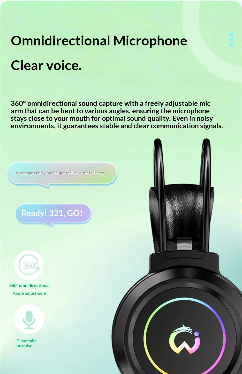 Casque de jeu filaire Paw Hunter T9 avec microphone et éclairage RGB, son surround virtuel 7.1, casque supra-auriculaire pour PC, ordinateur portable et jeux.