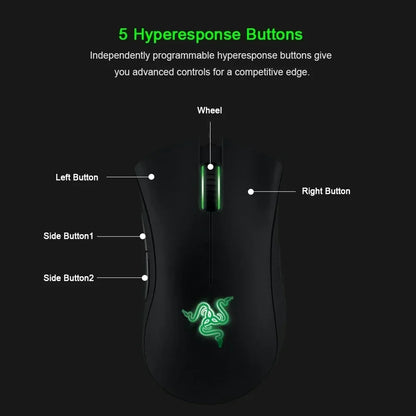 Razer DeathAdder Essential Wired Gaming Mouse, 6400 DPI Optical Gaming Mouse with 5 Programmable Buttons, Ergonomic USB Gaming Mouse for PC & Laptop