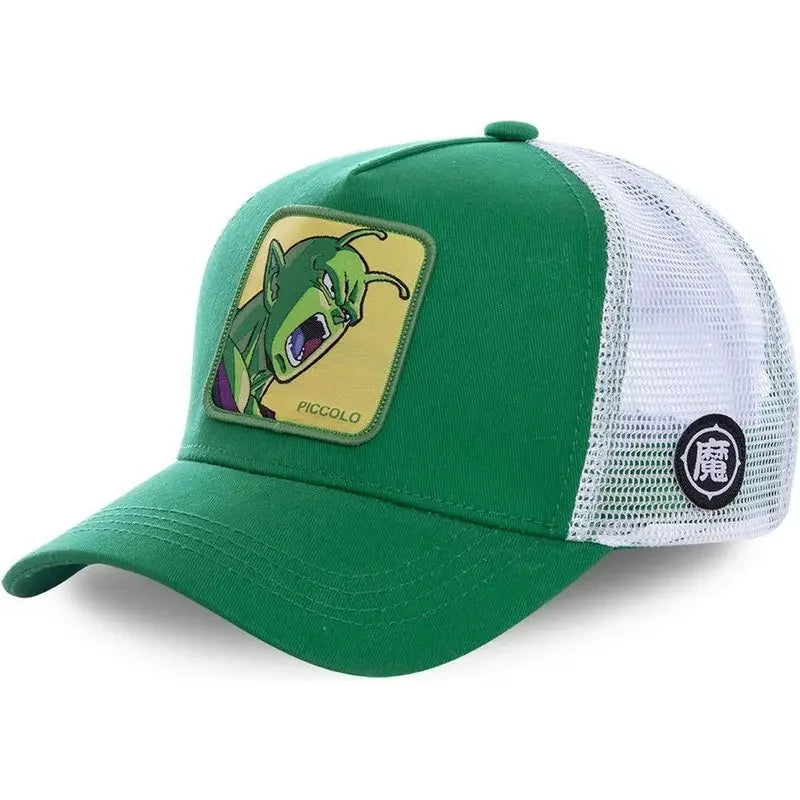 Dragon Ball Buu Goku sapka Nyári utazós csúcsos sapka Férfi hímzett hip-hop stílusú napellenzős állítható trucker hálós sapka