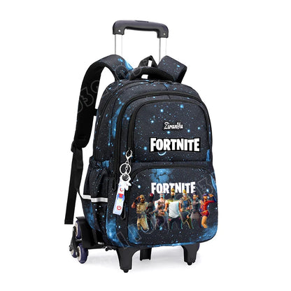 Чанта с колелца Fortnite за лесно изкачване на стълби, аниме, водоустойчива раница на колелца с голям капацитет за ученици, ежедневна пътна чанта