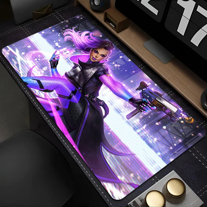 PC pelės kilimėlis Overwatch Sombra Sexy, nešiojamojo kompiuterio pelės kilimėlis, violetinis Kawaii anime merginos klaviatūros kilimėlis, žaidimų aksesuarai, žaidėjo stalo pelės kilimėlis