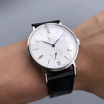 Men's 38mm automatic mechanical watch, compatible with Sea-Gull ST1731 movement, featuring a calendar, water resistance, and a t