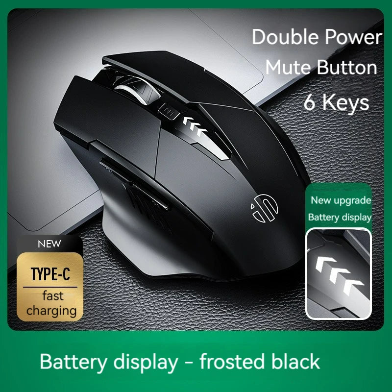 Inphic F1 Rechargeable Wireless Mouse, Bluetooth & 2.4G Silent Wireless Mouse with 6 Buttons, Adjustable DPI, Ergonomic Gaming & Office Mouse for Laptop, PC & Tablet