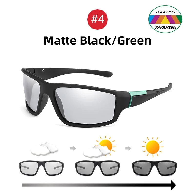 VIVIBEE Sports Men Photochromic Sunglasses Polarized Black Goggles Women Color Changing Driving Discoloration UV400 Sun Glasses