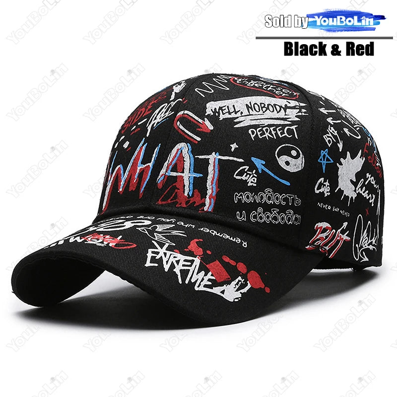 Graffiti Baseball Cap for Men Women – Cotton Adjustable Hat Street Style Snapback