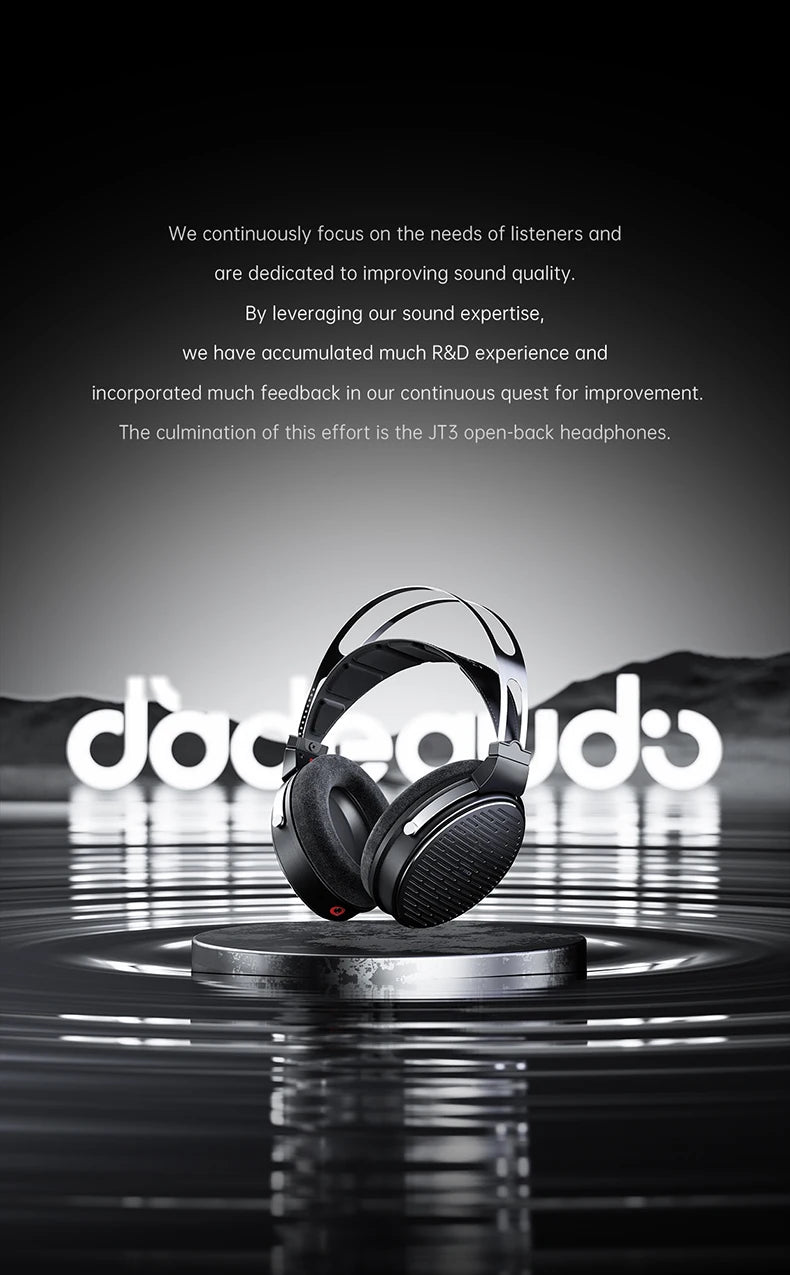 Auscultadores FiiO JT3 Over-Ear com Fio e Design Aberto, Driver Dinâmico de 50mm HiFi, Cabo Amovível