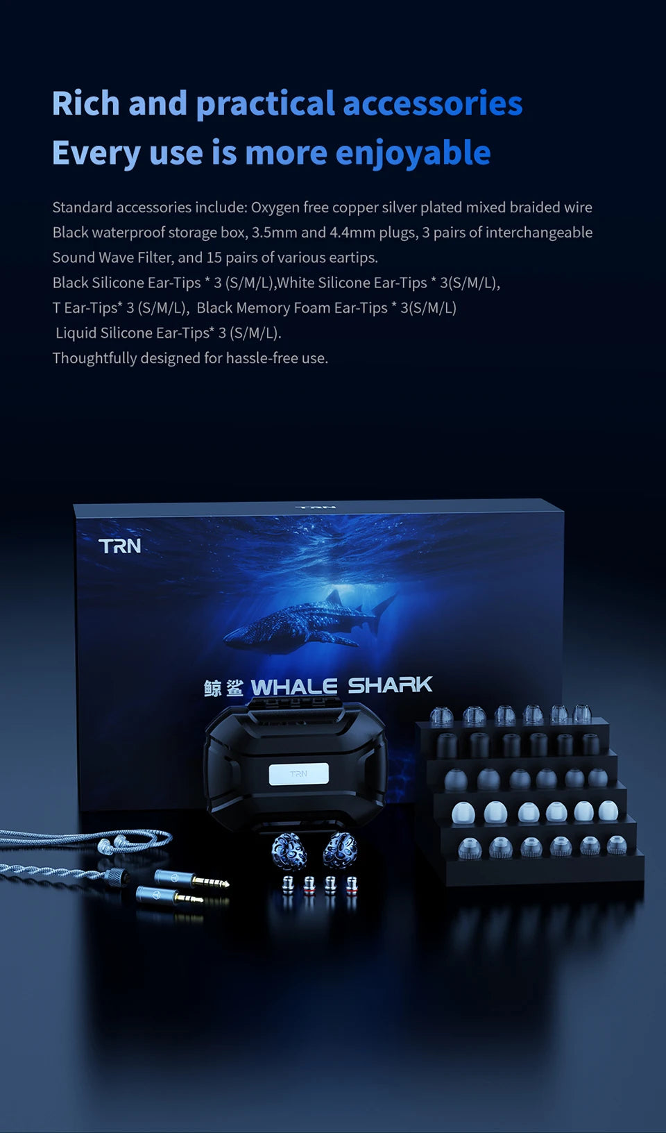TRN Whale Shark Hybrid Earphones Triple Dynamic Driver + Planar In-Ear Monitors, HiFi Wired Hybrid Earphones with High Resolution Audio, Audiophile IEM Headphones