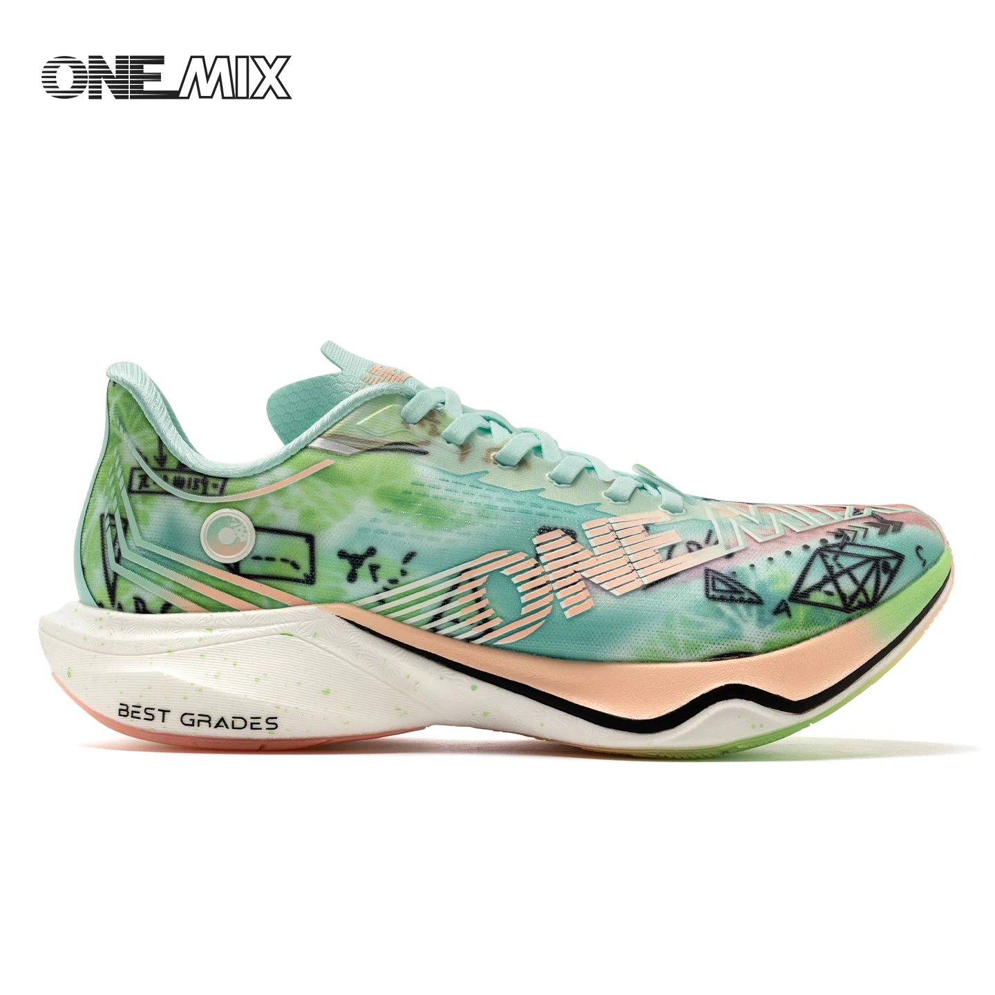 ONEMIX New Nylon Carbon Board Marathon Running Racing Shoes Shock-Absorbing Professional Stable Support Ultra-Light Rebound Sneakers