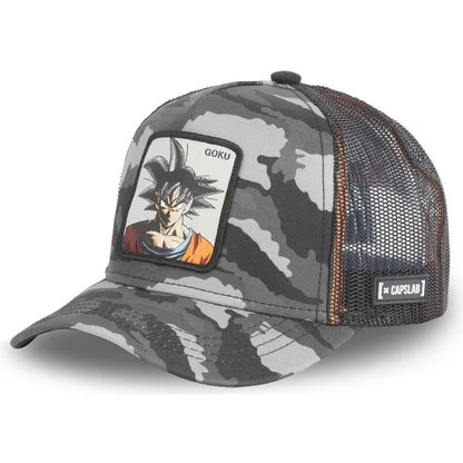 Dragon Ball Buu Goku sapka Nyári utazós csúcsos sapka Férfi hímzett hip-hop stílusú napellenzős állítható trucker hálós sapka