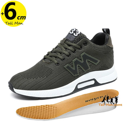 Chunky Sneakers Men  Elevator Lift Height Increase  Insole 6cm  Sports Plus Size 37-46