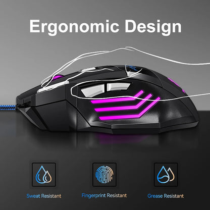KEBIDUMEI Wired Gaming Mouse RGB Backlit 7 Button Ergonomic USB Mouse 2400 DPI Adjustable DPI Optical Mouse for PC Laptop