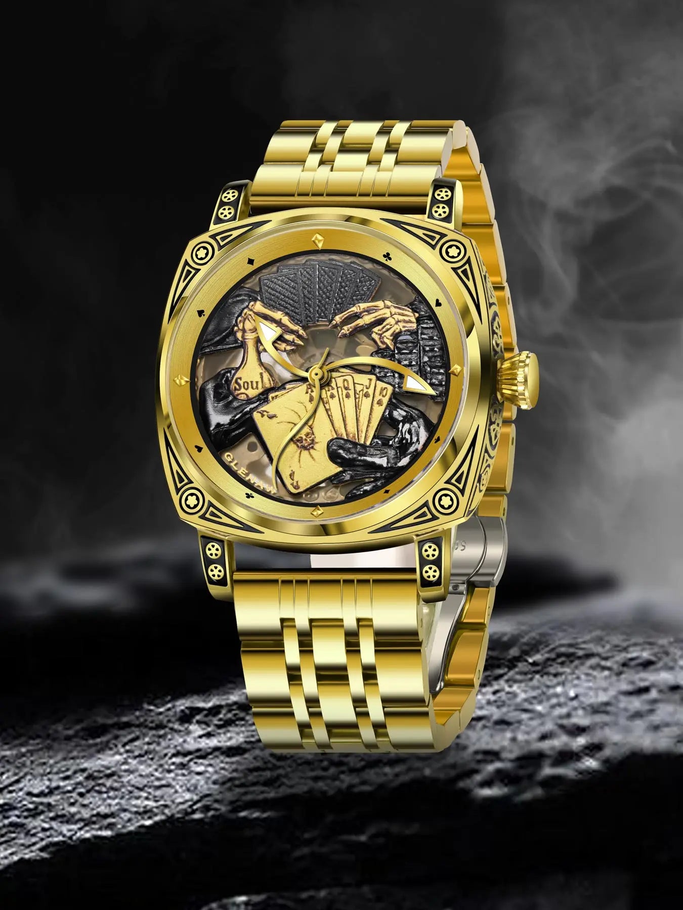 Glenaw Poker Series Top Brand Luxury Fashion Personalized Fully Automatic Mechanical Gold Watch Men's Waterproof Watch